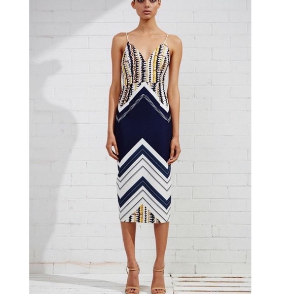 Shona Joy Dresses & Skirts - Shona Joy Sierra chevron midi cocktail dress